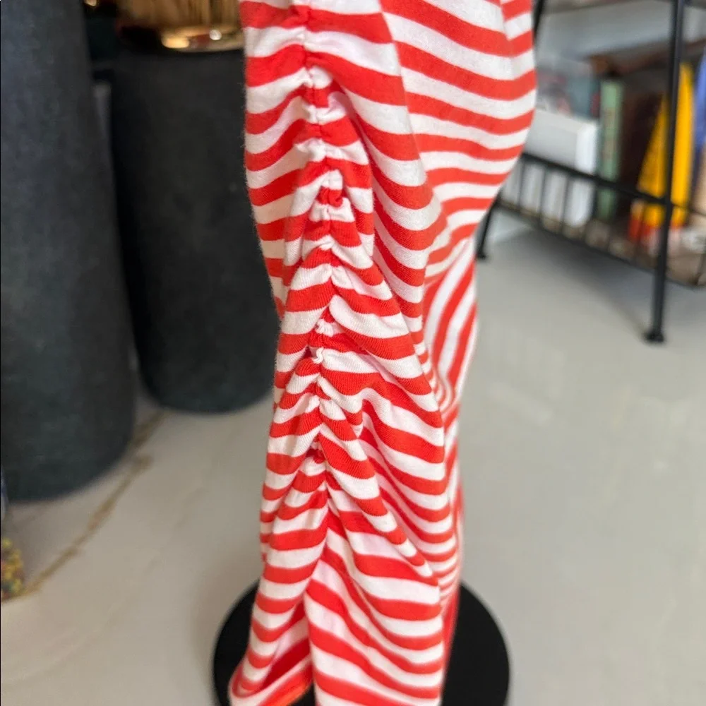 Michael Kors Red and White Striped Top with Gold Zipper